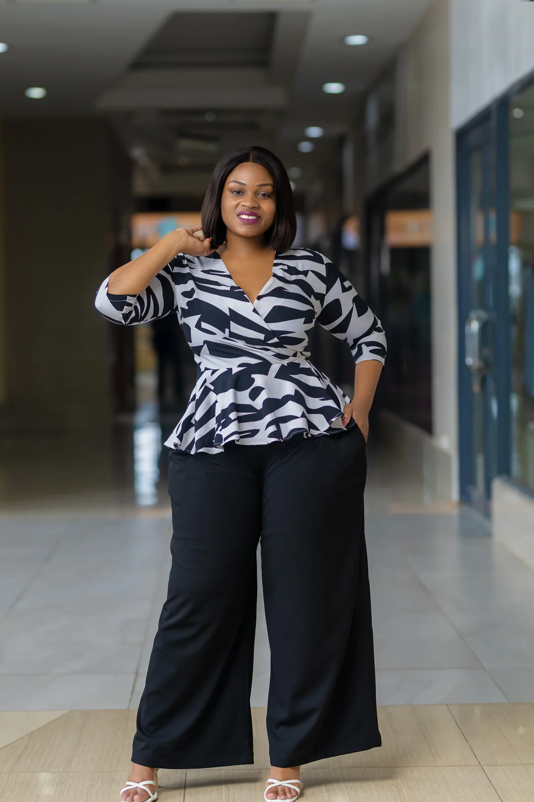 SA Black and White Wrap Top, Fayz Collection Eldoret