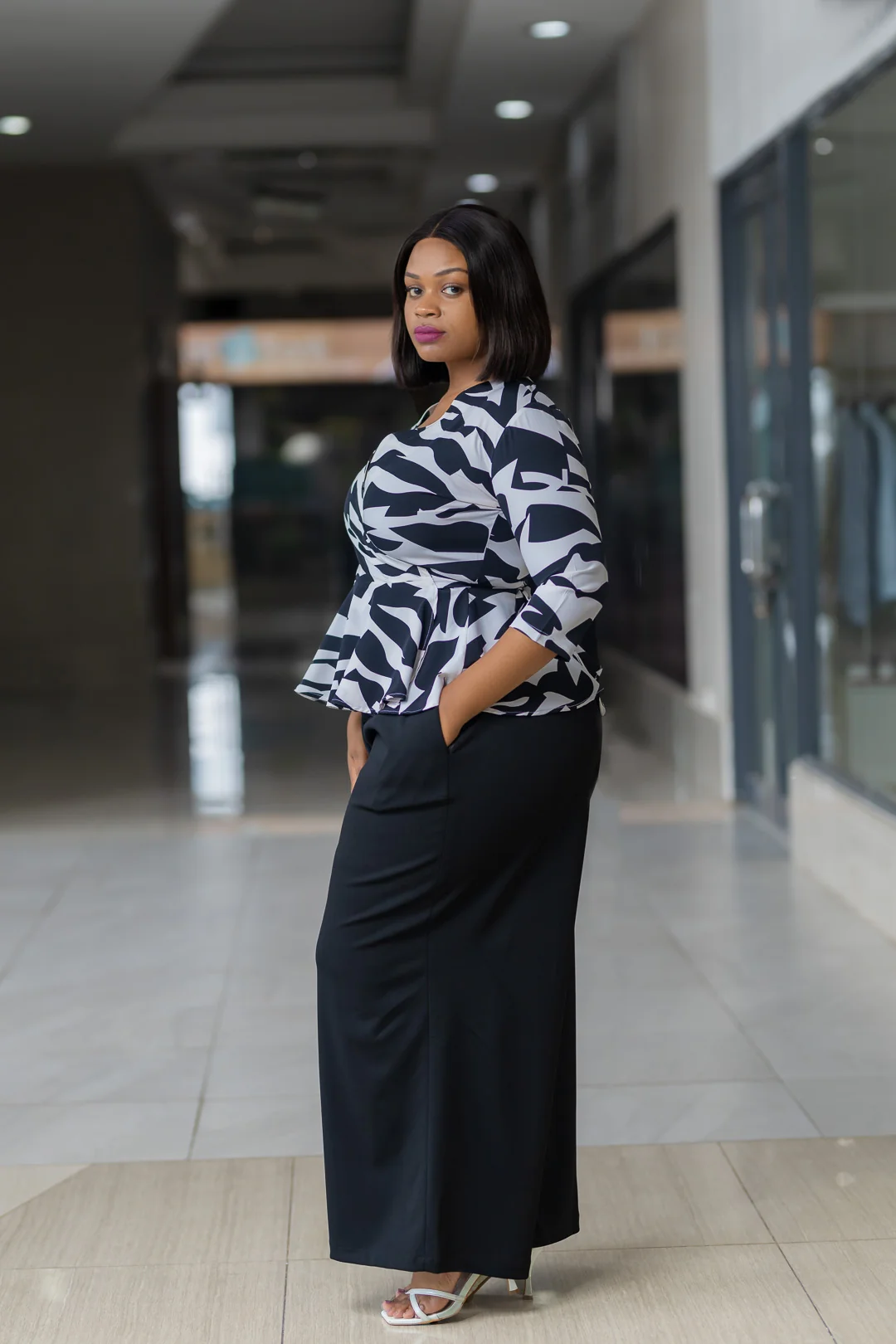 SA Black and White Wrap Top, Fayz Collection Eldoret