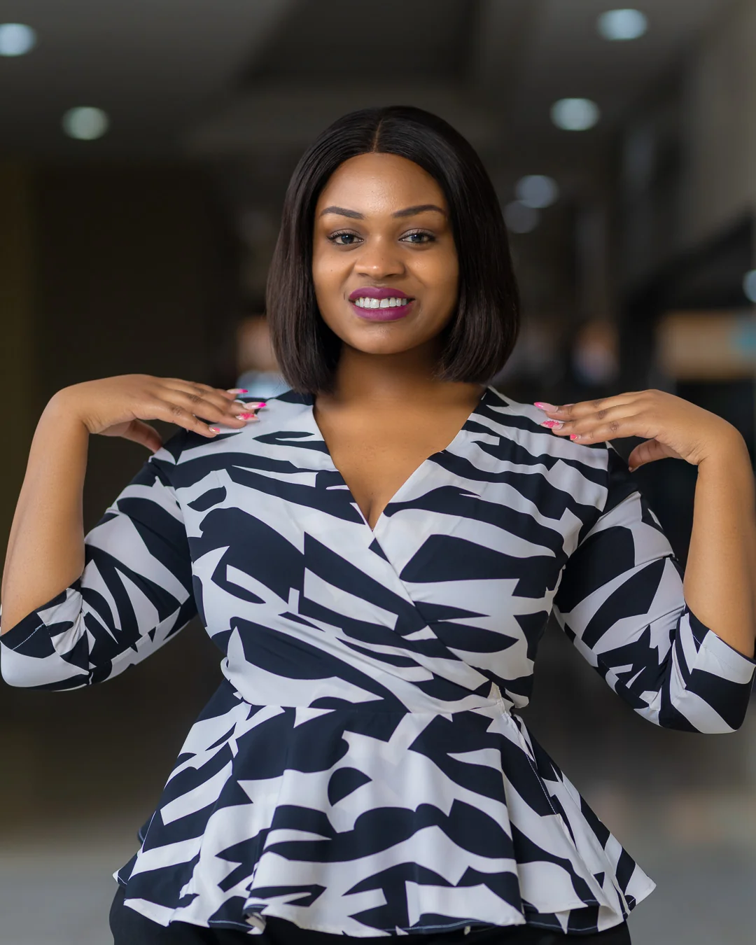 SA Black and White Wrap Top, Fayz Collection Eldoret