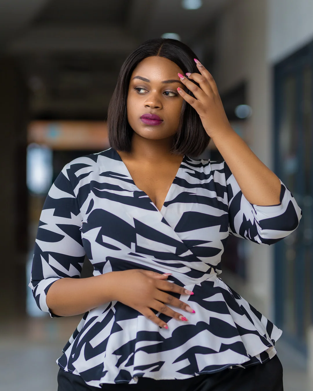 SA Black and White Wrap Top, Fayz Collection Eldoret